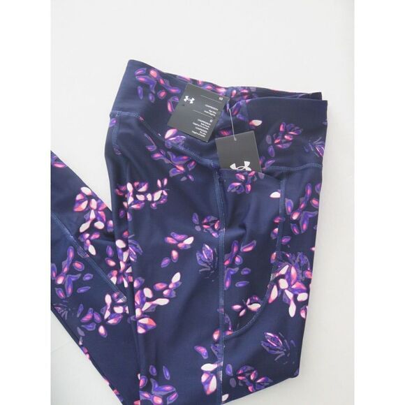 Under Armour 1365338 Women's Sz L Navy/Purple Tint Printed HeatGear 7/8 Leggings - Picture 6 of 6